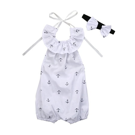 

Infant Baby Girl Romper Anchor Bodysuit Jumpsuit Outfits Sunsuit Ruffles Clothes