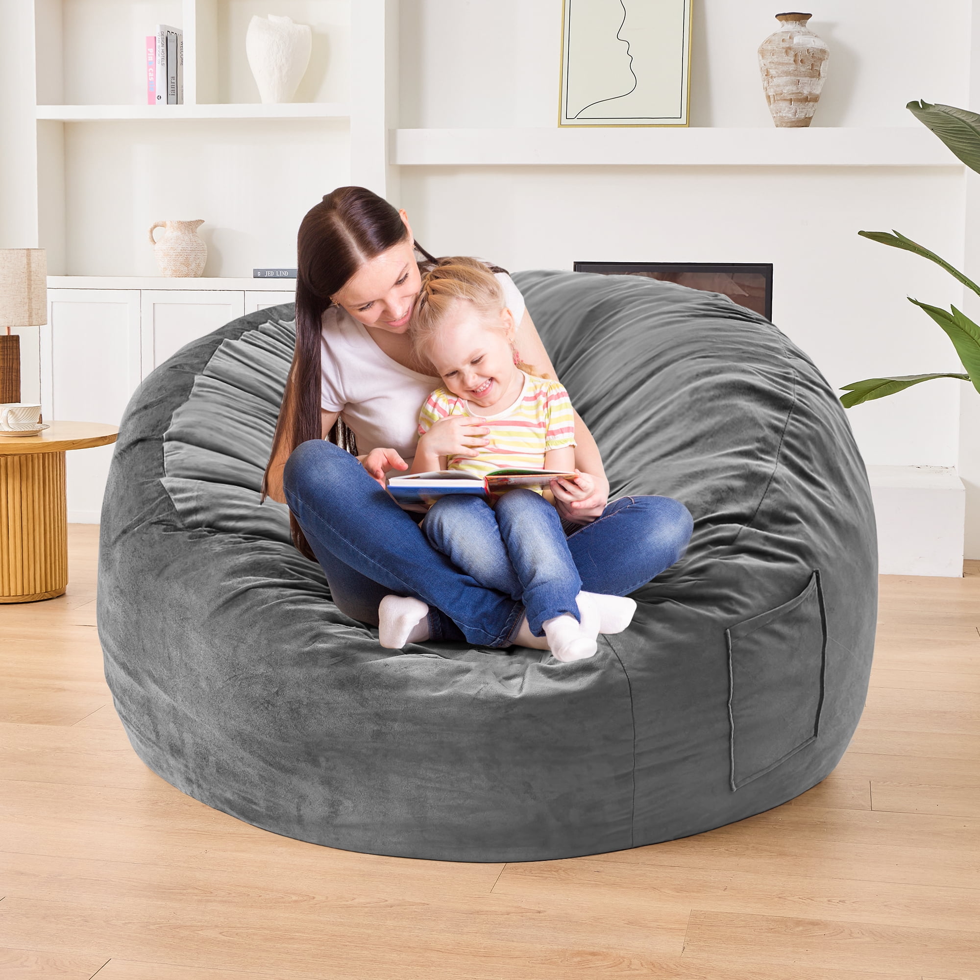 XIECUVA Bean Bag Chair Stuffed Memory Foam for Adults，Large Size