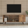 thumbnail image 2 of TV Console Table for TVs up to 55 Inch, Mid-Century TV Cabinet for Living Room, Media Entertainment Center Television Stand with Open Storage Shelves and Cabinet, 53.15''x14.17''x 26.57'', Oak, 2 of 10