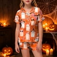thumbnail image 2 of NIEWTR Girls' Pajamas Kids Toddler Summer Cartoon Print Short Sleeve Shorts Sleepwear Outfits Halloween Pajamas, 2 of 5