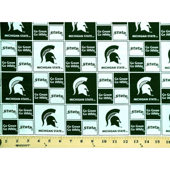 Michigan State University Fabric Fine Cotton Classic Geometric Design-Sold by the Yard