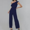 thumbnail image 2 of Yuyuzo Women Rompers 1 Shoulder Sleeveless Ruffle High Waist Loose Wide Leg Pants Elegant Jumpsuits, 2 of 5