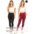 thumbnail image 5 of Moa Collection Women's Casual High Waist Solid Full Length Leggings (Pack of 2), 5 of 5