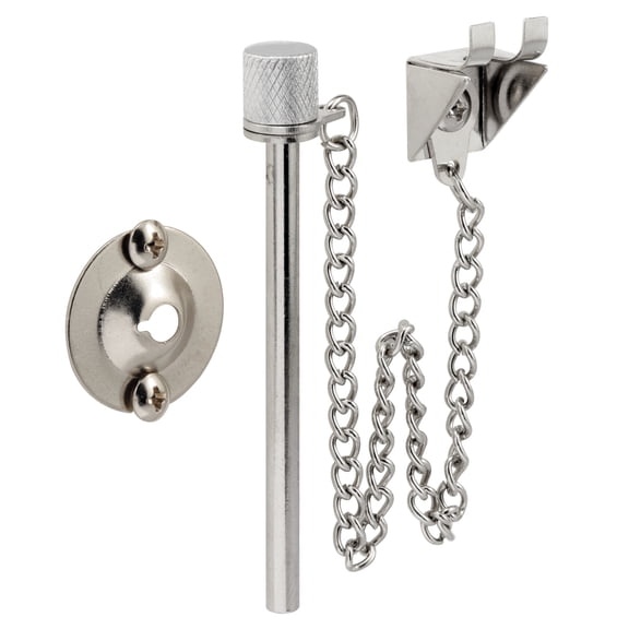 Sliding Patio Door Pin, 3/16 in. x 2-5/8 in, Steel Pin and Retaining Ring, Chrome Plated Finish