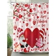 thumbnail image 2 of Love Gnomes Valentines Extra Long Shower Curtain Set, Waterproof Shower Curtains for Bathroom, Pink Red Love Heart Romantic Washable Fabric Cloth Bath Curtain for Bathtub with Hooks 72x96 Inches, 2 of 6