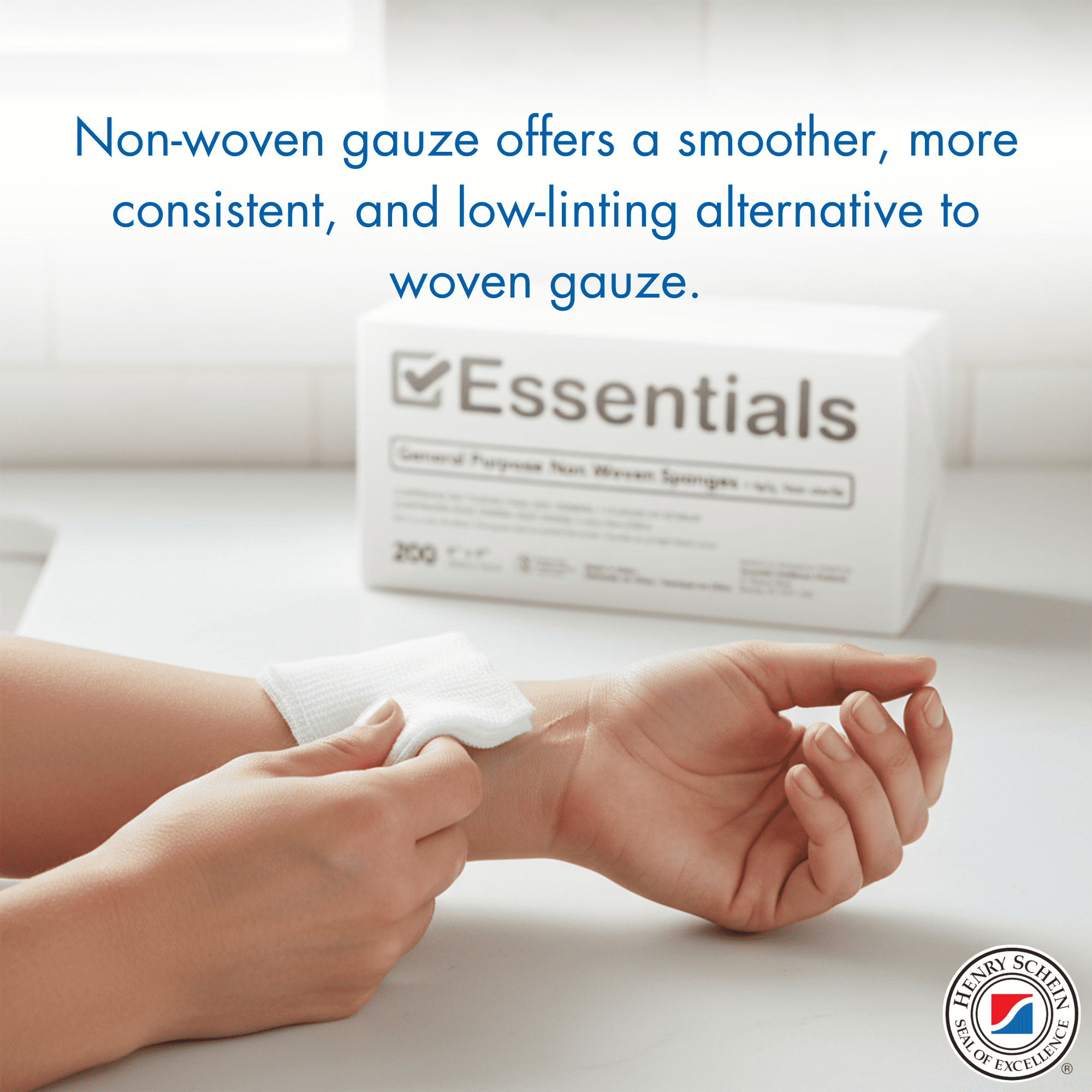 Essentials Non-Sterile Gauze Sponges – One (1) Full Case (10 Packs of 200), 4-Ply, 4’’ x 4’’ Pads, One Package, Non-Woven Sponges, Wound Care Product for First Aid Kit/Medical Facilities