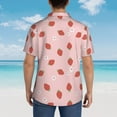 thumbnail image 6 of Xecao Hand Drawn Strawberry print Hawaiian shirt - a stylish short-sleeve button-down for men, perfect for casual beach and tropical outings., 6 of 9