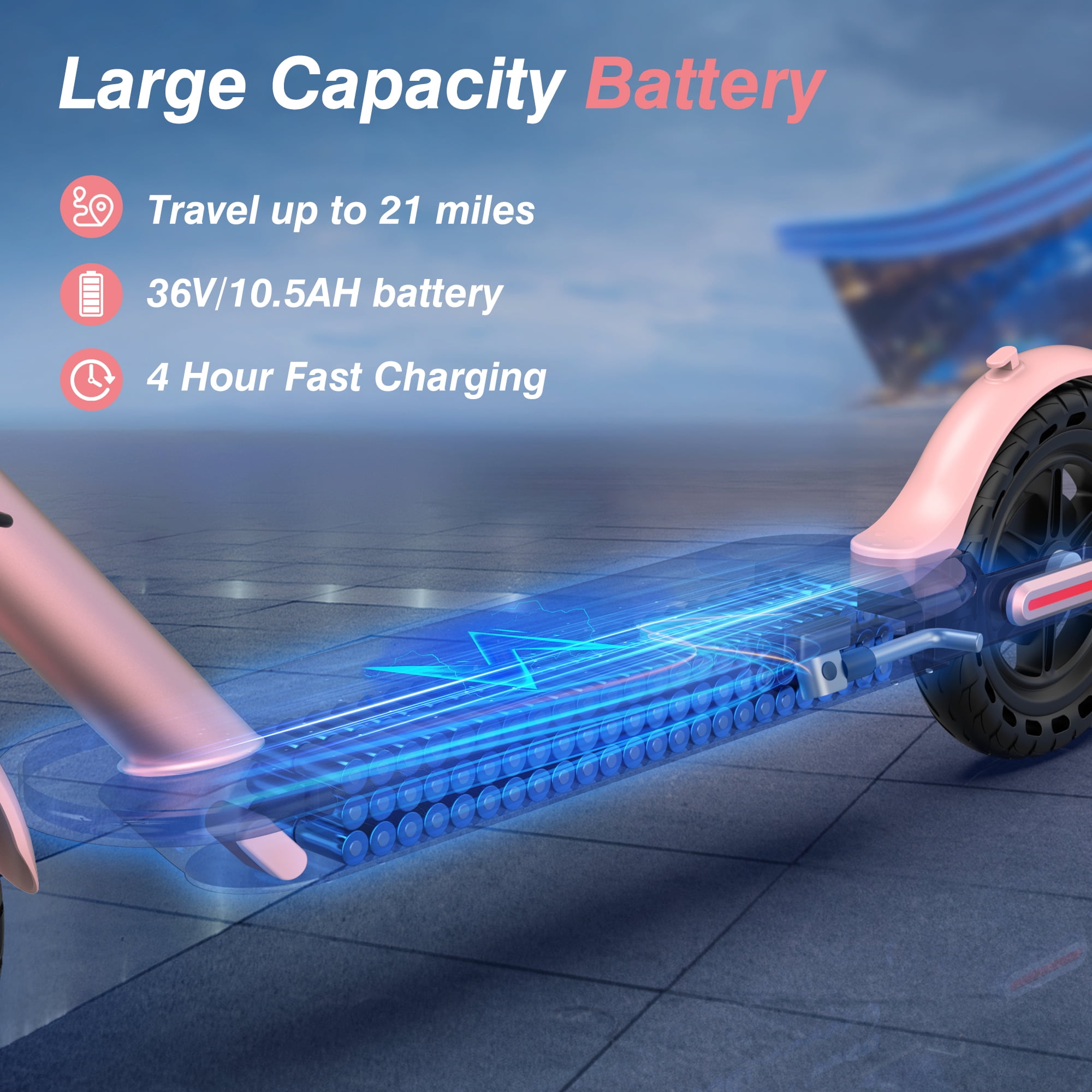 AOVOPRO PINK ES80 350W 8.5' Foldable Electric Scooter for Adults and Child, 21 Miles Range UL2272