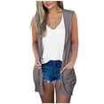 thumbnail image 1 of Chaleco sólido a la moda para mujer, abrigo estampado, cárdigan sin mangas, blusa informal holgada, paquetes, Tops Pompotops qwe18266, 1 of 4