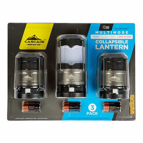 Cascade Mountain Tech Collapsible Bright LED Lantern 3pk With 4 Light Modes for sale online 