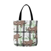 ASHLEIGH Cute Doodle Sloth Reusable Grocery Bags Shopping Bag Canvas Tote Bag Shoulder Bag