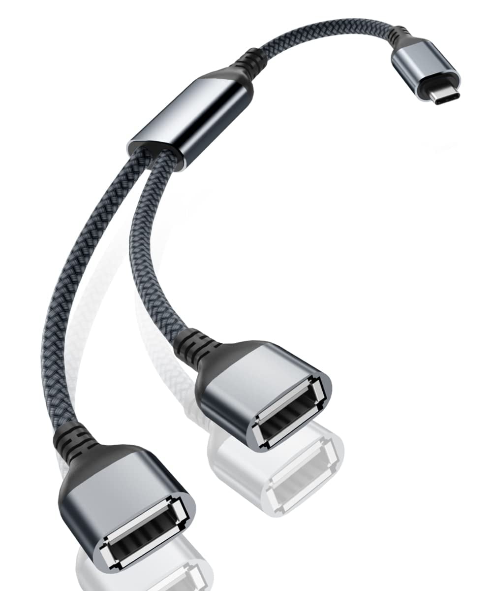 Type C Female to Double USB Male Cable Charge Two Devices at Once