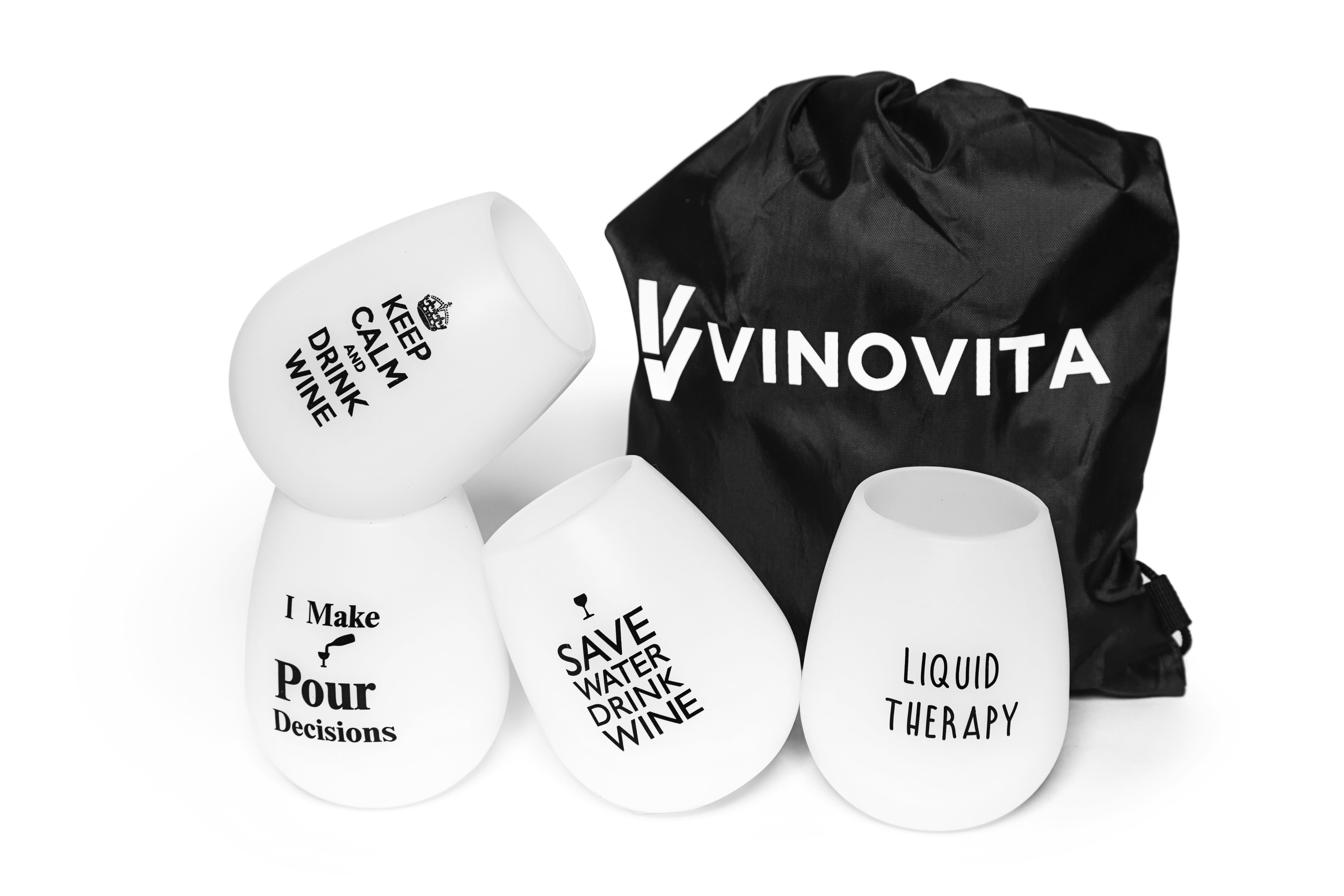 with Bag by Vinovita Unbreakable Rubber 12 oz Silicone Wine Glasses Set of 4