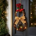 thumbnail image 5 of Ywbawe 16in Snowman Shaped Lighted Christmas Wreath Rattan Hanging Ornament Front Door Xmas Party Decor, 5 of 9