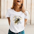 thumbnail image 2 of Alun Cute Honeybee Graphic T Shirts Round Neck Soft Comfort Fit Short Sleeve Tee Shirts for the Love of the Bees Fashion Letter Printed Summer Ladies Tops White S, 2 of 5