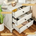 thumbnail image 4 of Tcbosik Farmhouse Nightstand in Distressed White, 24.8" Wide End Table with 3 Drawers, Bedside Table Storage Chest for Living Room, Closet, Bedroom, 4 of 9