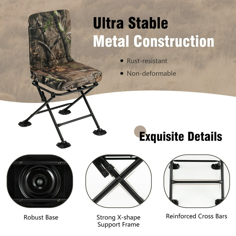 Costway Folding Silent Swivel Blind 360 Swivel Hunting Chair w All