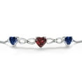 thumbnail image 2 of 18K Yellow Gold Plated Red Garnet Blue Created Sapphire and White Moissanite Tennis Bracelet for Women | 2.00 Cttw | January Birthstone | Heart Shape 6MM and 5MM | Fully Adjustable up to 9 inch, 2 of 3