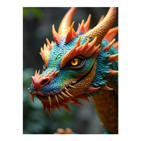 Diamond Art Kit for Adults, Colorful Dragon Head Closeup Diamond Painting for Adults Beginners, DIY Diamond Art Painting Kits, 5D Diamond Painting Crafts for Home Decor 12x16 Frameless