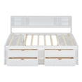 thumbnail image 4 of imerelez Full Size Wood Daybed with 2 Bedside Cabinets, Upper Shelves and 4 Drawers, White, 4 of 9