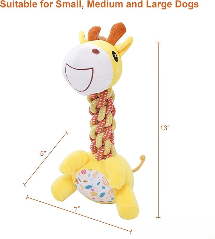 Large Squeaky Plush Horse Dog Toy, Durable Chew Toy for Aggressive Chewers, Interactive Dog Toy with Rope Neck for Small Medium Large Dogs, Washable Pet Toy for Training, Holiday and Birthday Gift