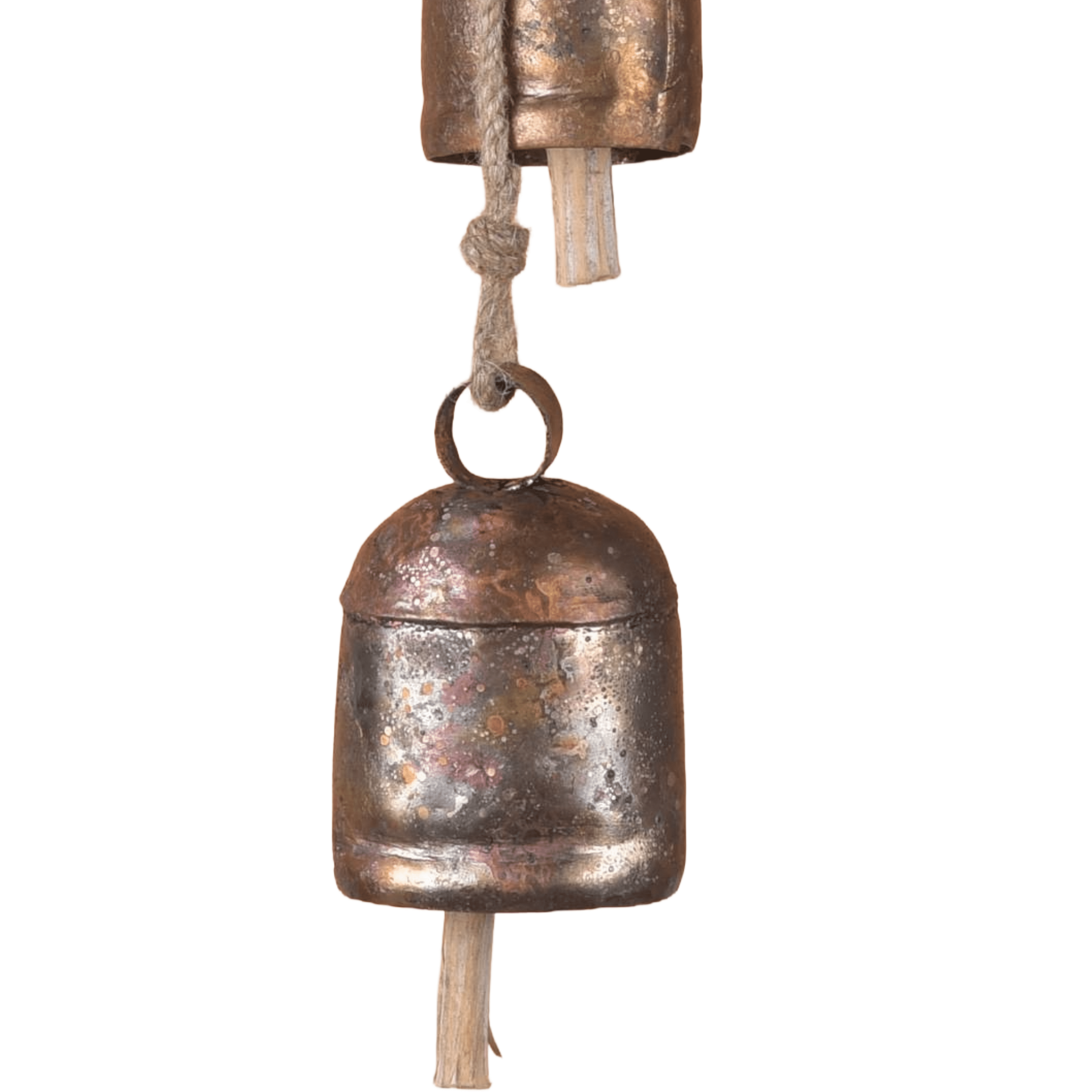 Vivanta Metal Hanging Wind Chimes & Decorative Bells for Outside – Rustic Gold Finish Tibetan Bells & Jingle Bells for Door Knob, Hanging Bells for Door | Yard Outdoor & Christmas Bells 25 inch