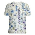 thumbnail image 5 of Floral Colorful Flower Womens Tops Women's Fashion Casual Short Sleeve Flower Print Round Neck Pullover Top Blouse, 5 of 6