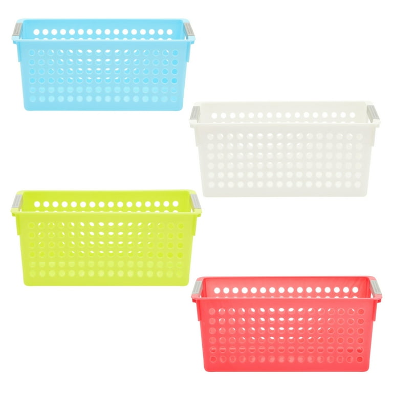 Small Plastic Blue Storage Baskets with Handles, 3-Count