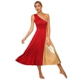 thumbnail image 2 of inhzoy Womens Asymmetrical Parise Dance Dress Color Block Contemporary Dancewear Red-A XL, 2 of 8