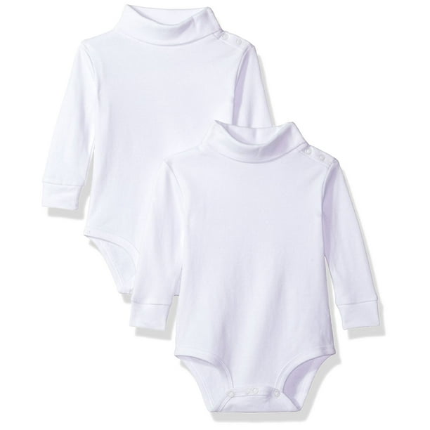 Spasilk Baby Boys’ Newborn Long Sleeve Turtleneck Bodysuits, 2 pack, 6