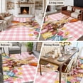 thumbnail image 5 of Large Area Rugs for Living Room Bedroom, Pink Bunny Easter 5'x8' Rug Washable Carpet Runner Indoor Outdoor, Tulip Spring Floral Eggs Checkered Pastoral Non Slip Floor Mats Rug for Kitchen, Bathroom, 5 of 8