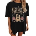 thumbnail image 2 of TrendOFT Country Music T Shirts for Women Oversized Retro Guitar Graphic Tees Crew Neck Short Sleeve Shirt Summer Tops Black S, 2 of 4