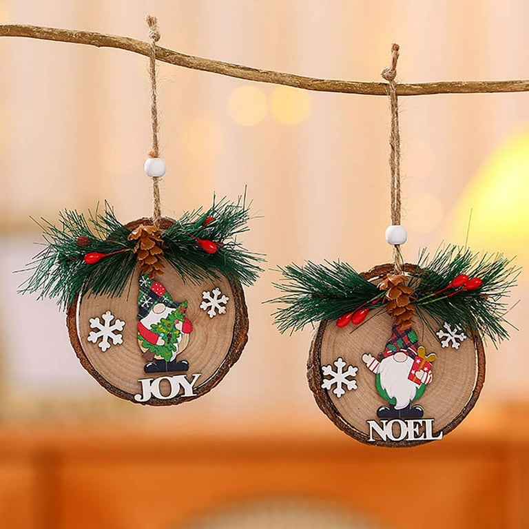 24pcs Christmas Wooden Ornaments Christmas Wood Decors Christmashanging  Sign Gnome Ornaments Pendants with Ropes for Christmas Tree Home Decor