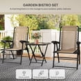 thumbnail image 3 of Folding 3-Piece Metal Patio Bistro Set - Khaki Outdoor Table & Chairs | Perfect for Small Balconies, Patios & Entryways - Breathable Texteline Seating, 3 of 7