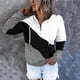 thumbnail image 2 of Sudadera Para Mujer Otoño Con Cuello en V Camisas de Manga Larga Cremallera Colorblock Sudaderas Con Capucha Túnica de Bolsillo Tops Con Cordón Odeerbi ODB183082, 2 of 6