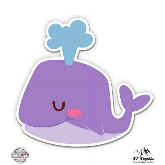 Cute Whale - 3" Vinyl Sticker - For Car Laptop I-Pad Phone Helmet Hard Hat - Waterproof Decal