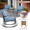 thumbnail image 7 of Villeston 3-Piece Outdoor Rocking Chair Wicker Furniture Set with Padded Cushions and Table for Courtyards,Blue, 7 of 7