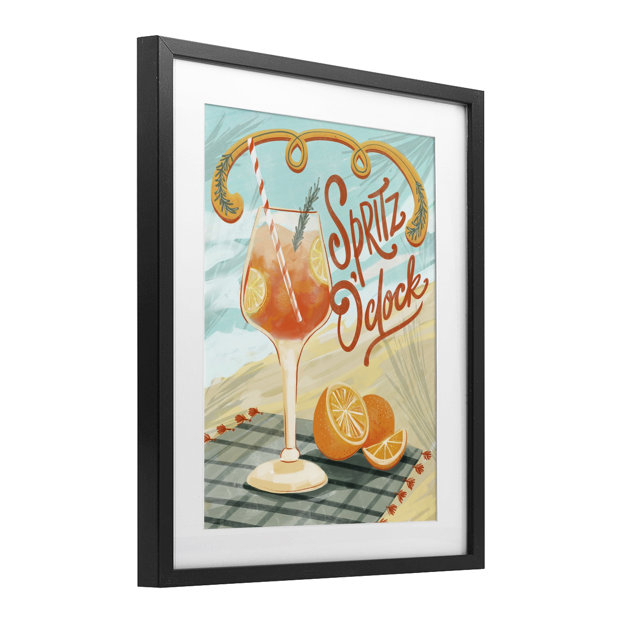 Stupell Industries Spritz O'Clock Citrus Cocktail Black Framed Print Under Glass, design by Connie Summers