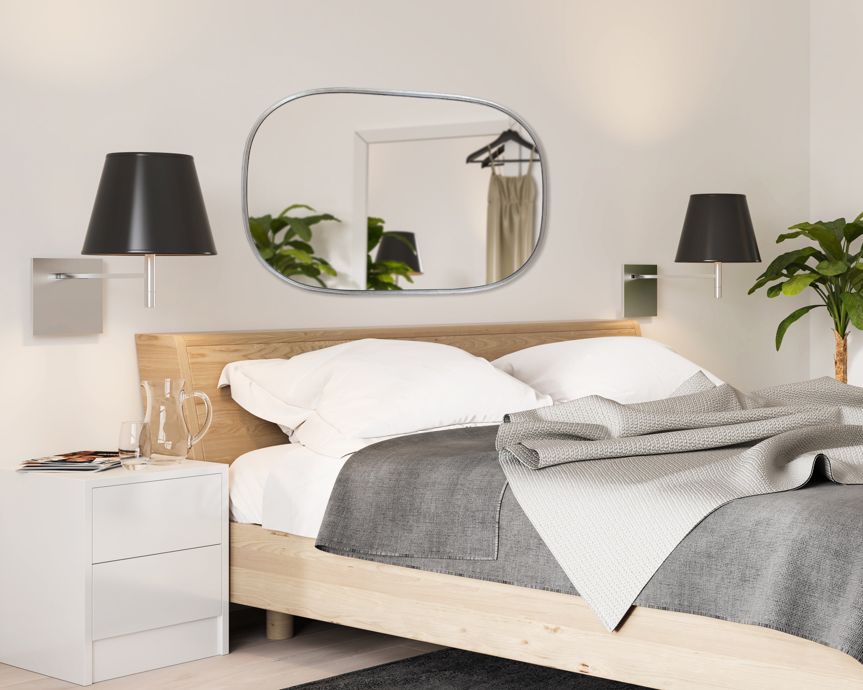 Kate and Laurel Caskill Modern Capsule Wall Mirror, 24 x 36, Silver, Decorative Mirror for Wall