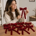 thumbnail image 5 of Velvet Bows with Long Tails, 10-Pack 12.4 Inches, Burgundy, for Christmas Tree and Front Door Decoration, 5 of 8