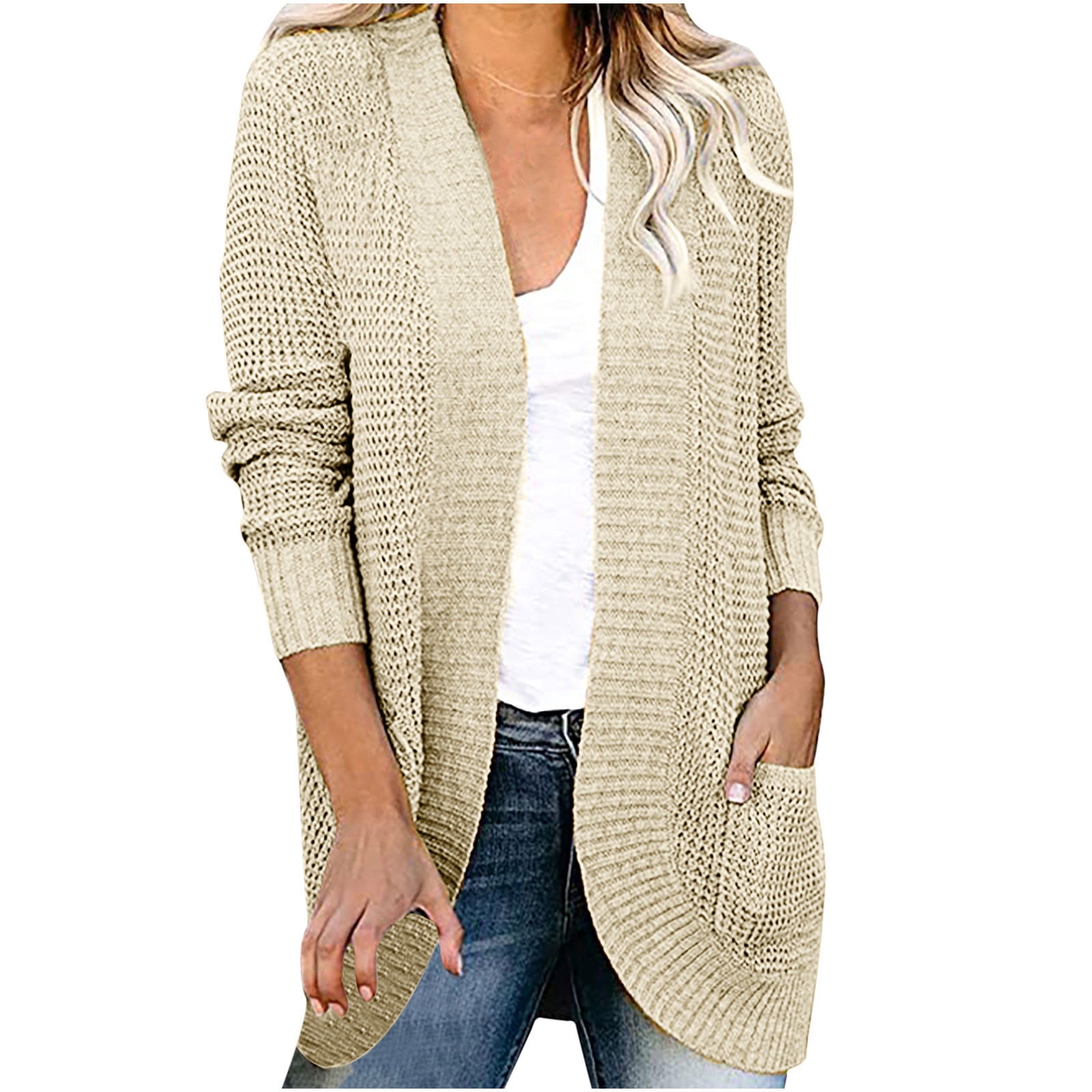 XFLWAM Women's Long Sweater Cardigan Sweater Top Outwear Casual