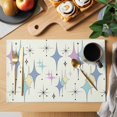 thumbnail image 2 of Purple Yellow Diamond Placemats Set of 4, Modern Geometric Middle Century Placemats for Dining Table, Place Mats for Kitchen Tabletop, Waterproof Wipeable Dining Table Mats Set, 2 of 9