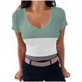 thumbnail image 2 of Hauts d'Été Grande Taille pour Femmes, Mode Décontractée pour Femmes, T-shirt à Manches Courtes Imprimé Col en V Ample, Chandail-Over, T-shirt Col en V pour Femmes en Liquidation, 2 of 5
