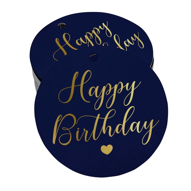 Inkdotpot Pack Of 50 Happy Birthday Favor Paper Tags Craft Real Gold Foil Hang Tags