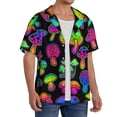 thumbnail image 4 of KLL Bright Mushrooms Print Men's Shirt Short Sleeve Button Down Summer Cuba Beach Shirts- XX-Large, 4 of 7
