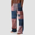 thumbnail image 2 of Men's Cotton Linen Pants Elastic Waist Drawstring Casual Trouser Lightweight Straight-Legs Loose Beach Yoga Pants Red S, 2 of 4