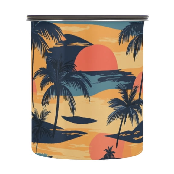 Sunset Palm Airtight Coffee Bean Canister 30oz Food Storage Containers with Lids For Gournd, Tea, Sugar, Flour, Rice, Cereal, Candy Cookie Jar