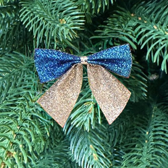 EWASWON 12 Pack Pre-tied Christmas Bows, Multicolor Red Green with Gold Accent, Mini Holiday Bows for Tree, Gifts, Wreath & Party Decorations