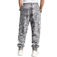 thumbnail image 4 of Havenx Mens Baggy Camo Cargo Sweatpants Maple Leaf Print Elastic Waist Tapered Cargo Jogger Sweatpants with Flap Pockets Wide Leg Bottoms Hunting Casual Fashion Loose Fit Y2k Clothes,Gray XL, 4 of 5