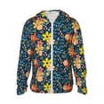 thumbnail image 2 of Uemuo Blue Floral Pattern Women's Full Zip UPF 50+ Sun Protection Hoodie Jacket Long Sleeve Sun Shirt Hiking Outdoor Performance with Pockets-Large, 2 of 9